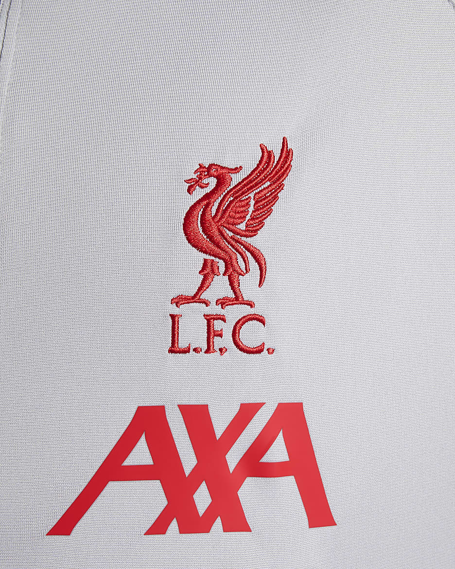 3e survêtement de foot en maille Nike Dri-FIT Liverpool FC Strike pour ado - Light Smoke Grey/Dark Smoke Grey/Chrome Yellow/Global Red