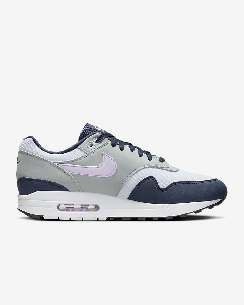 Nike Air Max 1-sko til mænd - Football Grey/Thunder Blue/Light Pumice/Lilac Bloom