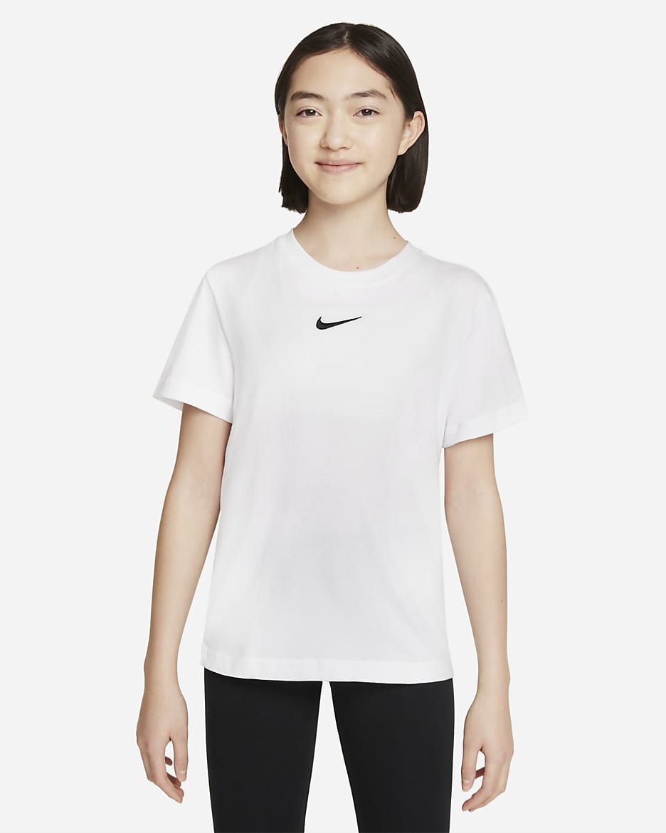 Nike Sportswear T-skjorte til store barn (jente) - Hvit/Svart