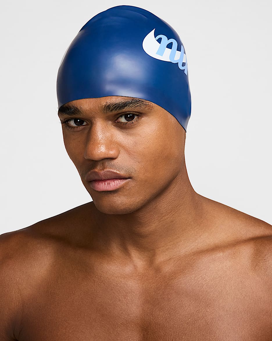 Gorra de silicona Nike Swim - Azul marino medianoche/Azul universitario/Blanco