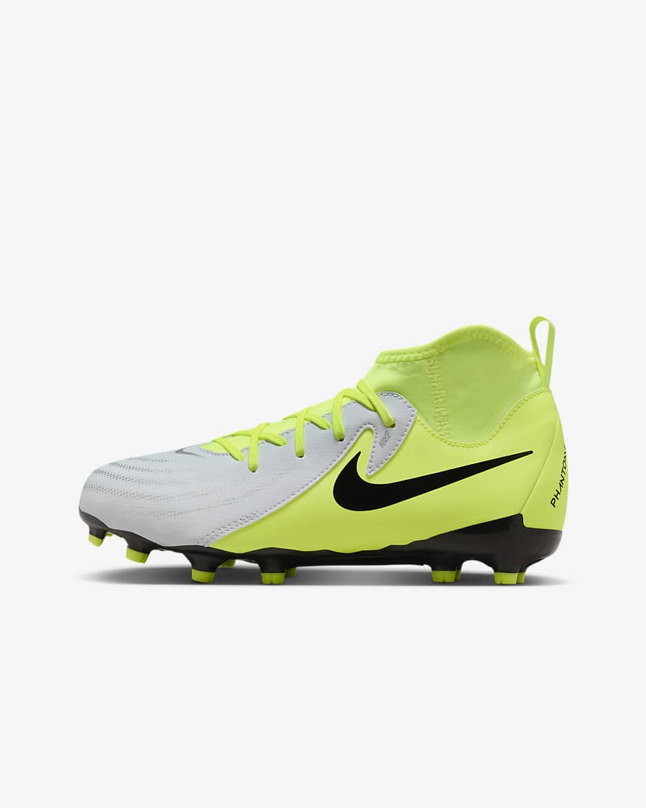 Nike Jr. Phantom Luna 2 Academy MG stoplis futballcipő gyerekeknek/nagyobb gyerekeknek - Metallic Silver/Volt/Fekete