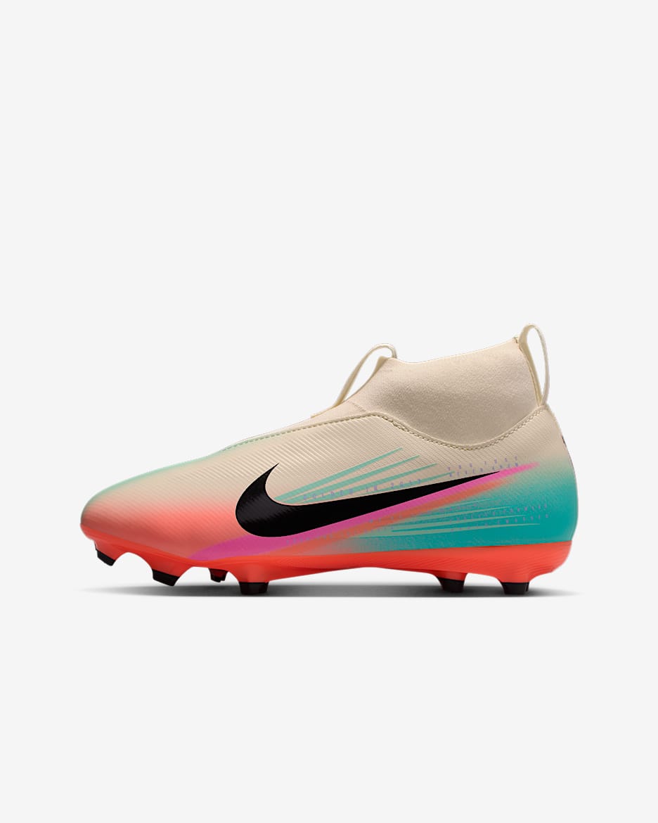 Fotbollssko med högt skaft för varierat underlag Nike Jr. Mercurial Superfly 10 Academy "Sam Kerr" för ungdom - Pale Ivory/Svart