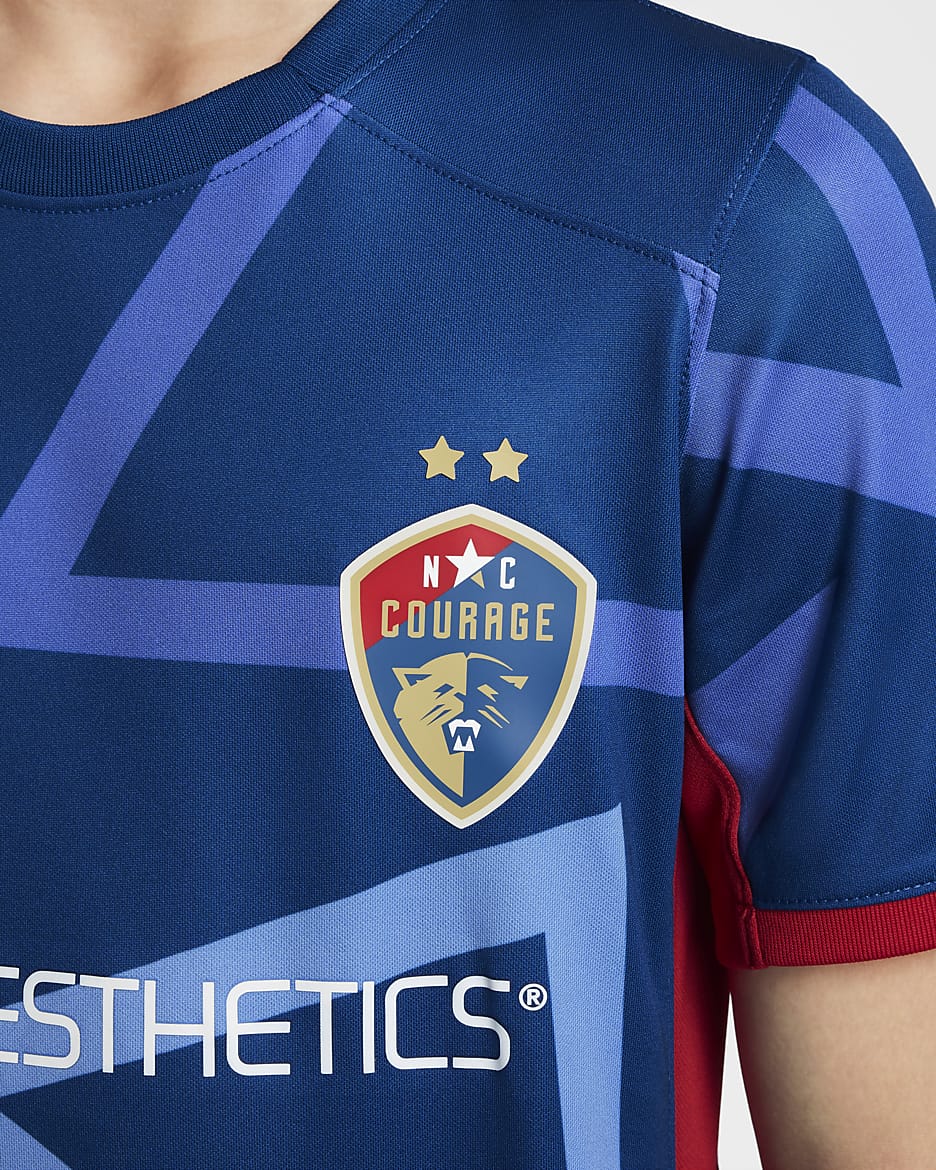 Jersey Nike Dri-FIT de la NWSL tipo réplica para niños talla grande North Carolina Courage 2024 Stadium Primary - Azul gimnasio