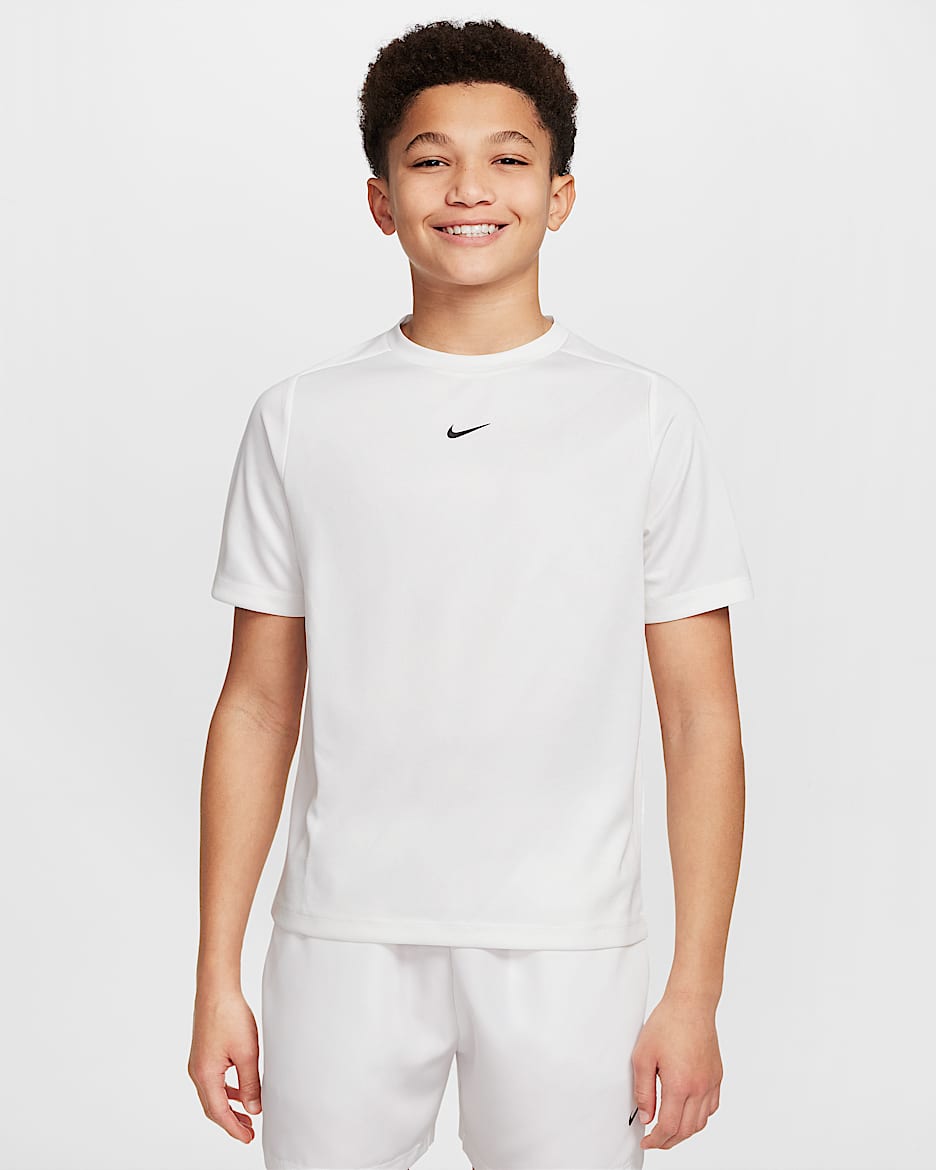 Nike Multi Older Kids' (Boys') Dri-FIT Short-Sleeve Top - White/White/Black