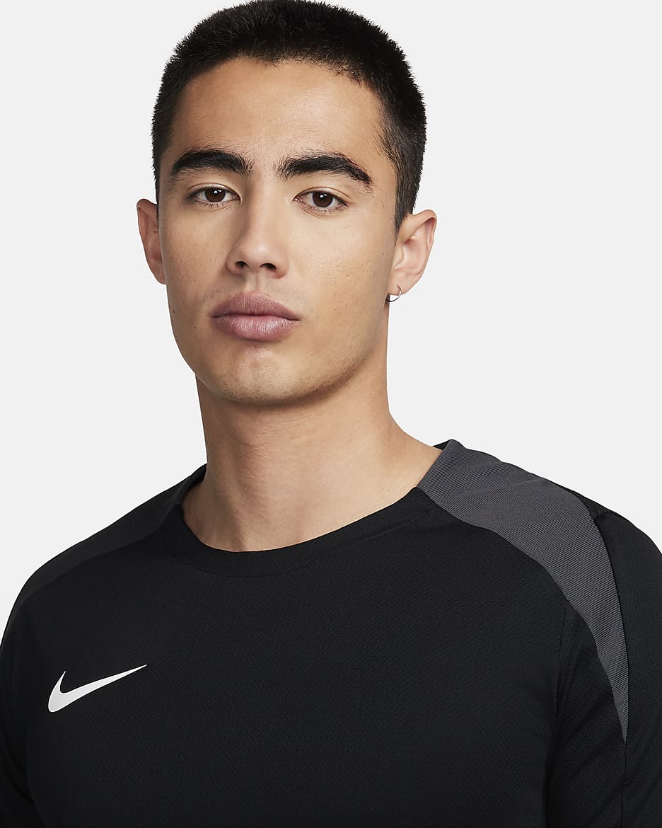 Nike Strike 男款 Dri-FIT 短袖足球上衣 - 黑色/黑色/Anthracite/白色