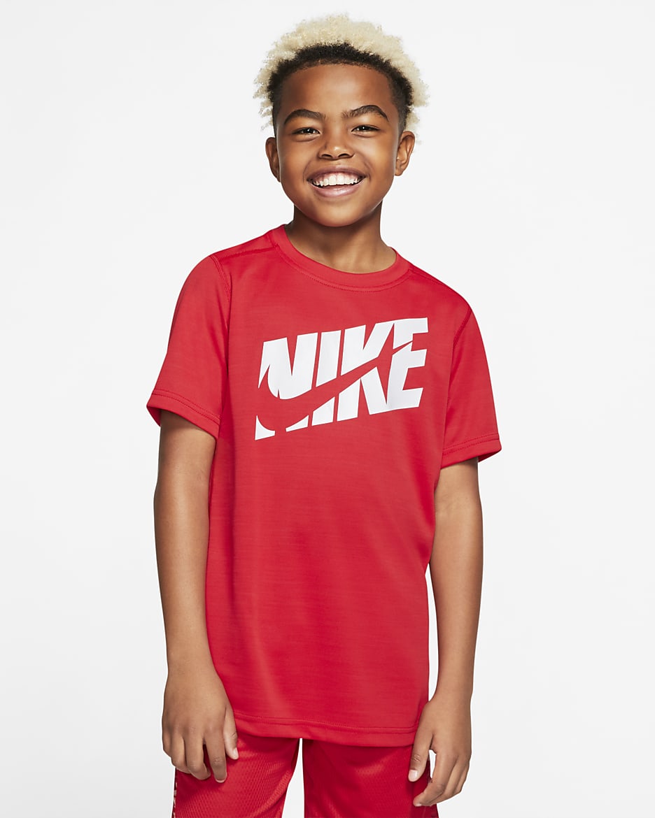 Nike Older Kids' (Boys') Short-Sleeve Training Top - University Red/White