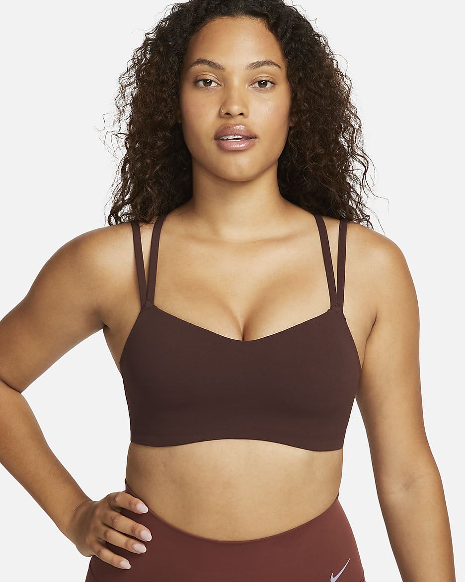 Nike Zenvy Strappy Women's Light-Support Padded Sports Bra - Earth/White