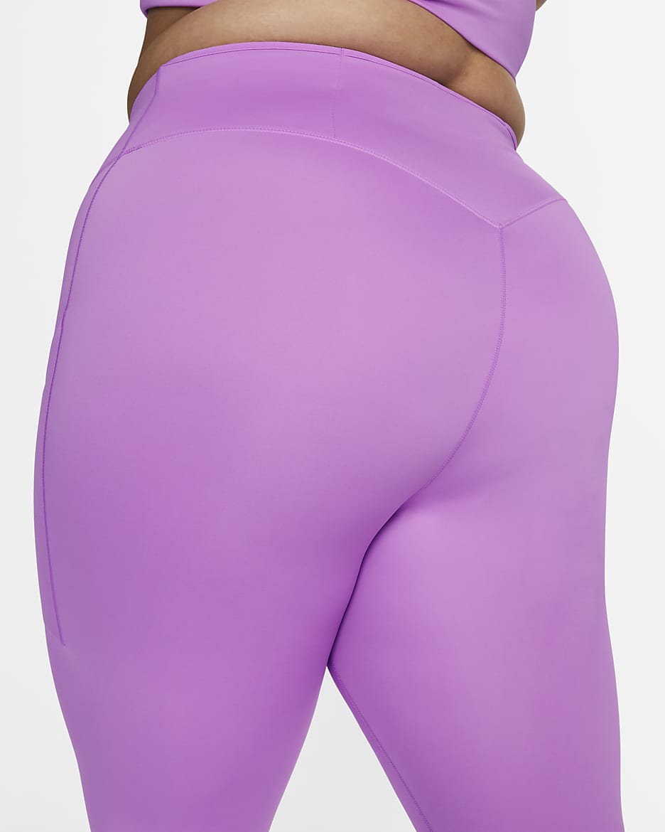 Nike Go Women's Firm-Support High-Waisted Cropped Leggings with Pockets (Plus Size) - Rush Fuchsia/Black