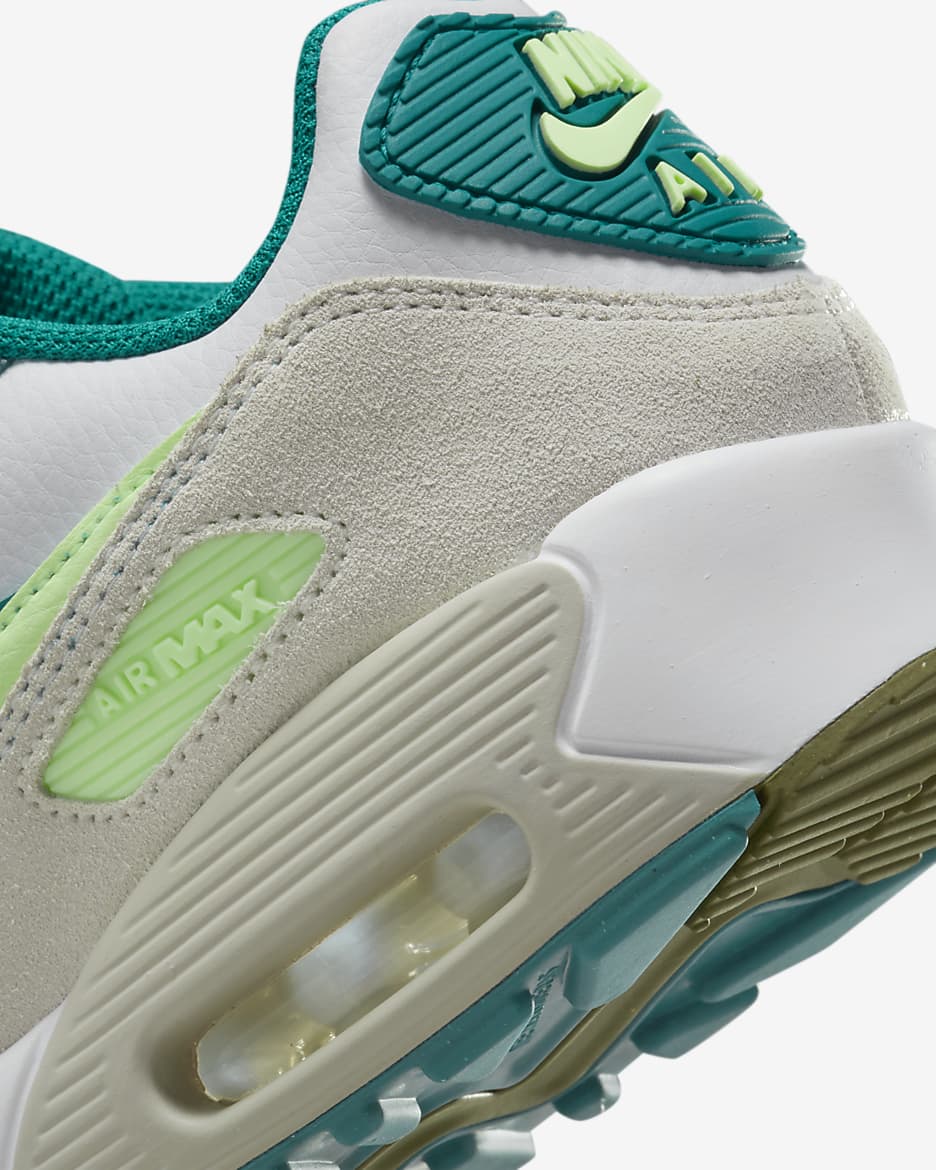 Nike Air Max 90 LTR Big Kids’ Shoes - White/Bright Spruce/Phantom/Barely Volt