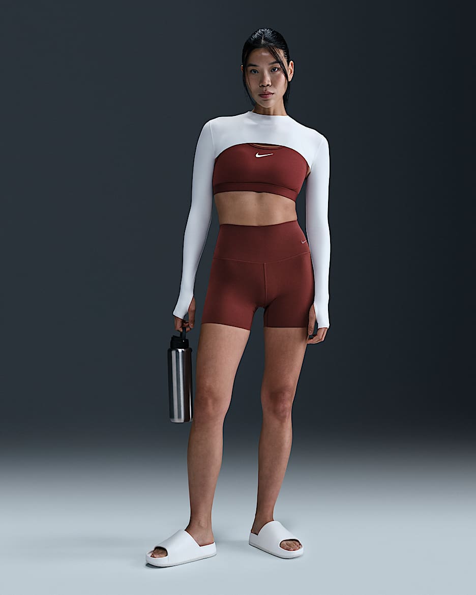 Nike Zenvy Shorts de ciclismo de cintura alta de 13 cm con sujeción suave para mujer - Rojo team oscuro/Negro