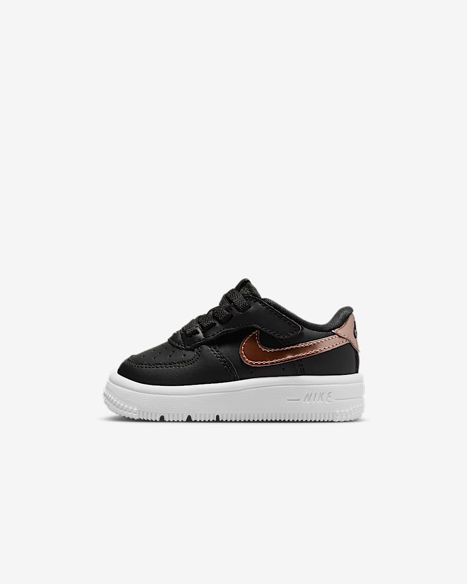 Nike Force 1 Low SE EasyOn Baby/Toddler Shoes - Black/White/Anthracite/Metallic Red Bronze