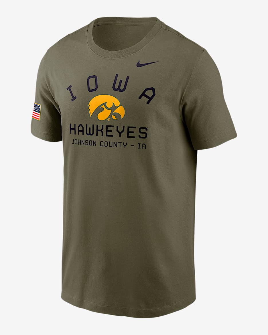 Playera universitaria Nike Dri-FIT para hombre Iowa Hawkeyes Military Appreciation Team Issue - Oliva
