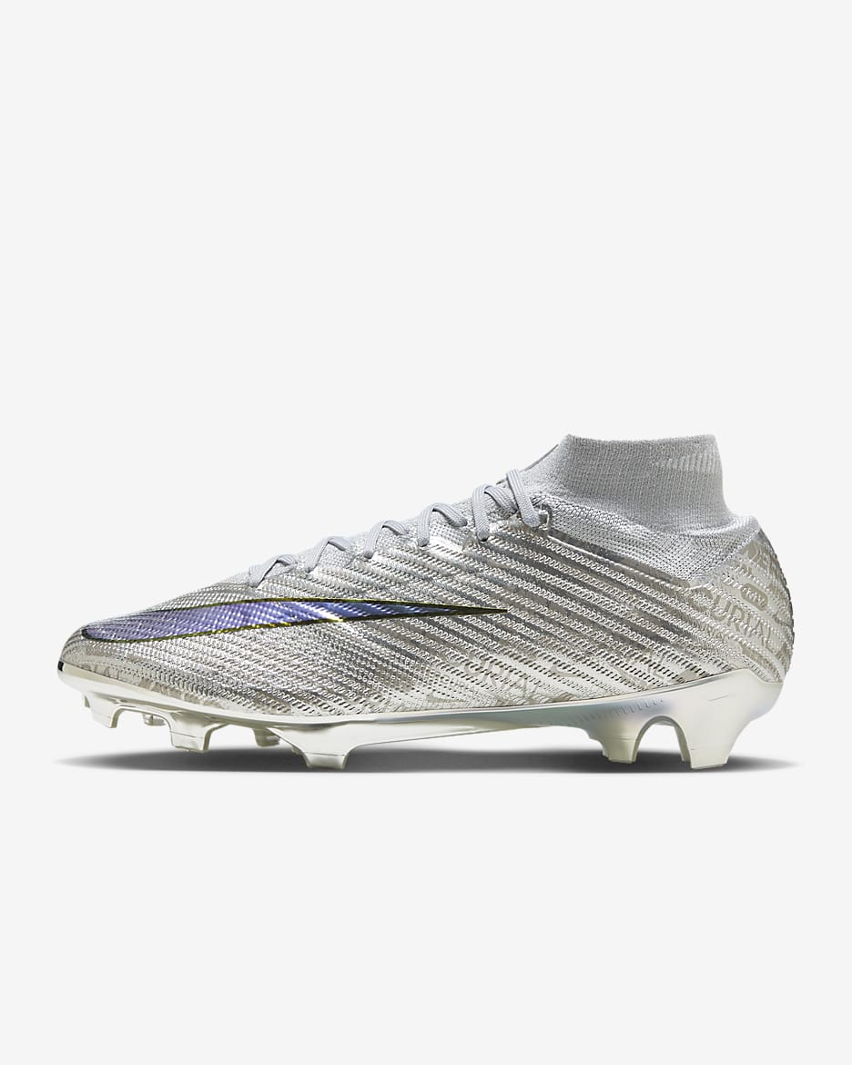 รองเท้าสตั๊ดฟุตบอลสำหรับพื้นสนามทั่วไป Nike Zoom Mercurial Superfly 9 Elite XXV SE FG - Metallic Silver/Wolf Grey/Pure Platinum/ดำ