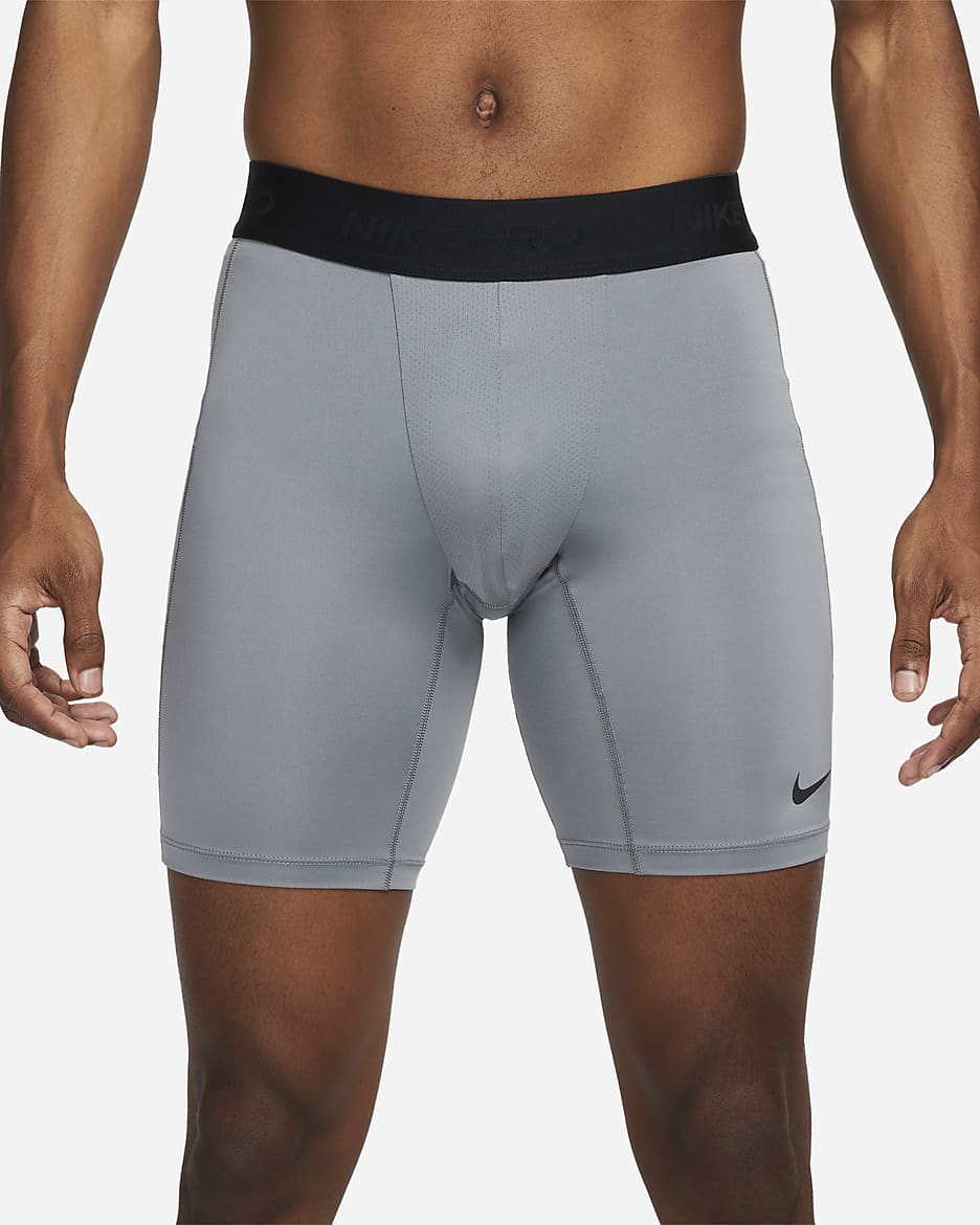 Nike Pro Men's Dri-FIT Fitness Long Shorts - Smoke Grey/Black