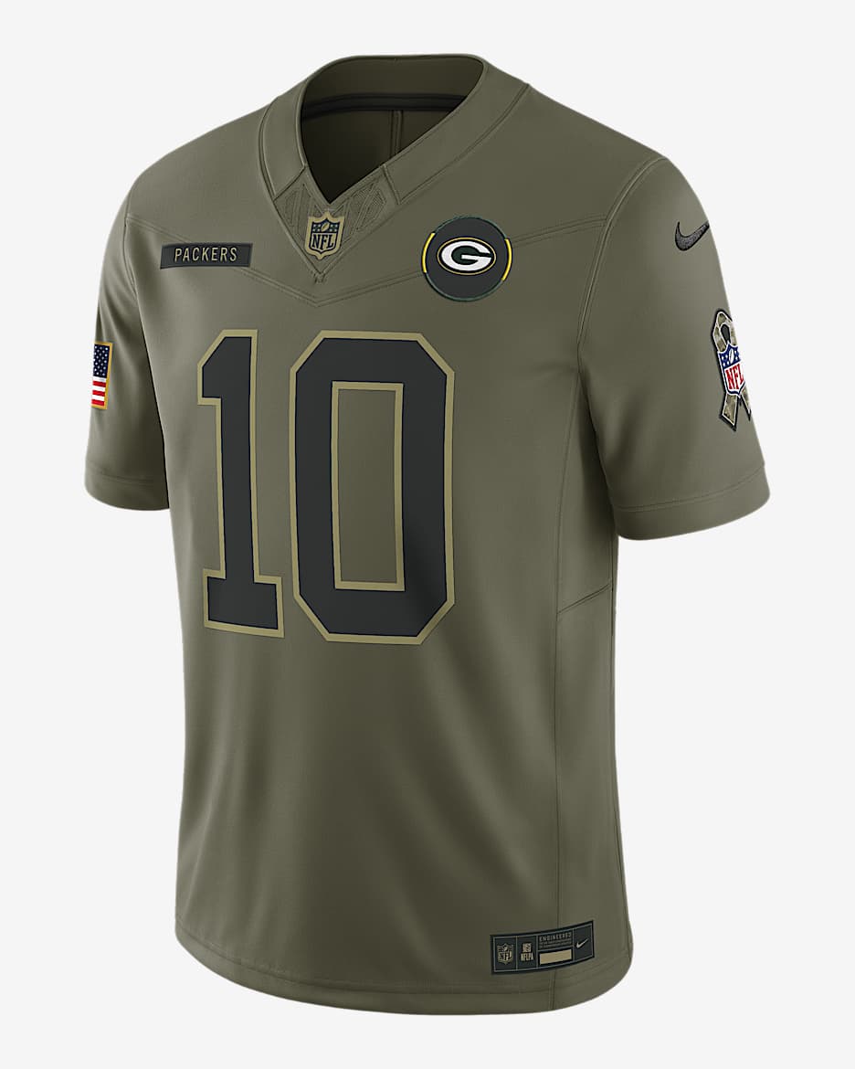 Jordan Love Green Bay Packers Salute to Service Men's Nike Dri-FIT NFL Limited Jersey - Olive