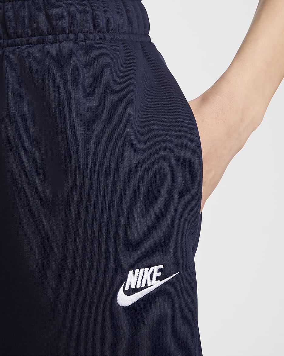 Pants de entrenamiento oversized de tiro medio para mujer Nike Sportswear Club Fleece - Obsidiana/Blanco