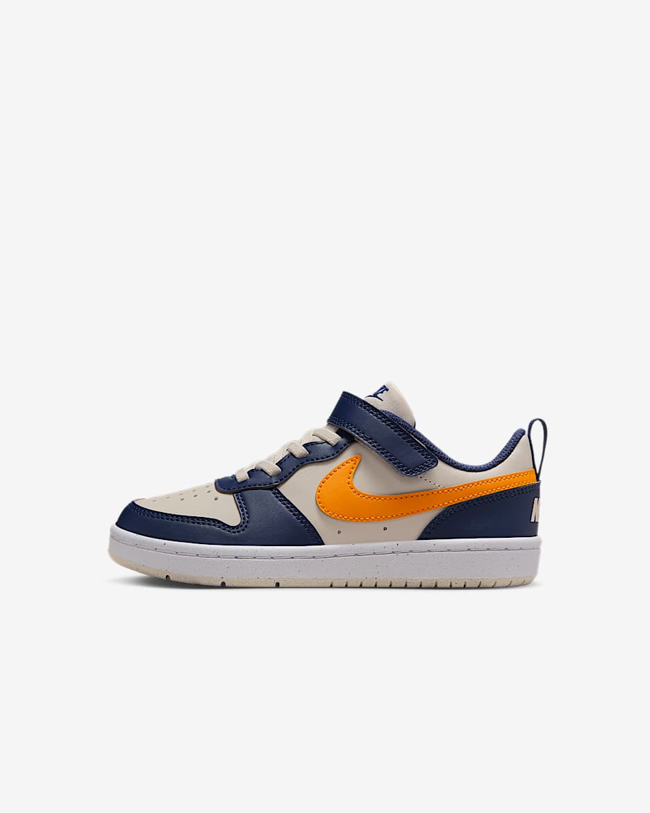 Calzado para niños de preescolar Nike Court Borough Low Recraft - Marrón verdoso claro/Azul marino medianoche/Blanco/Piel de naranja