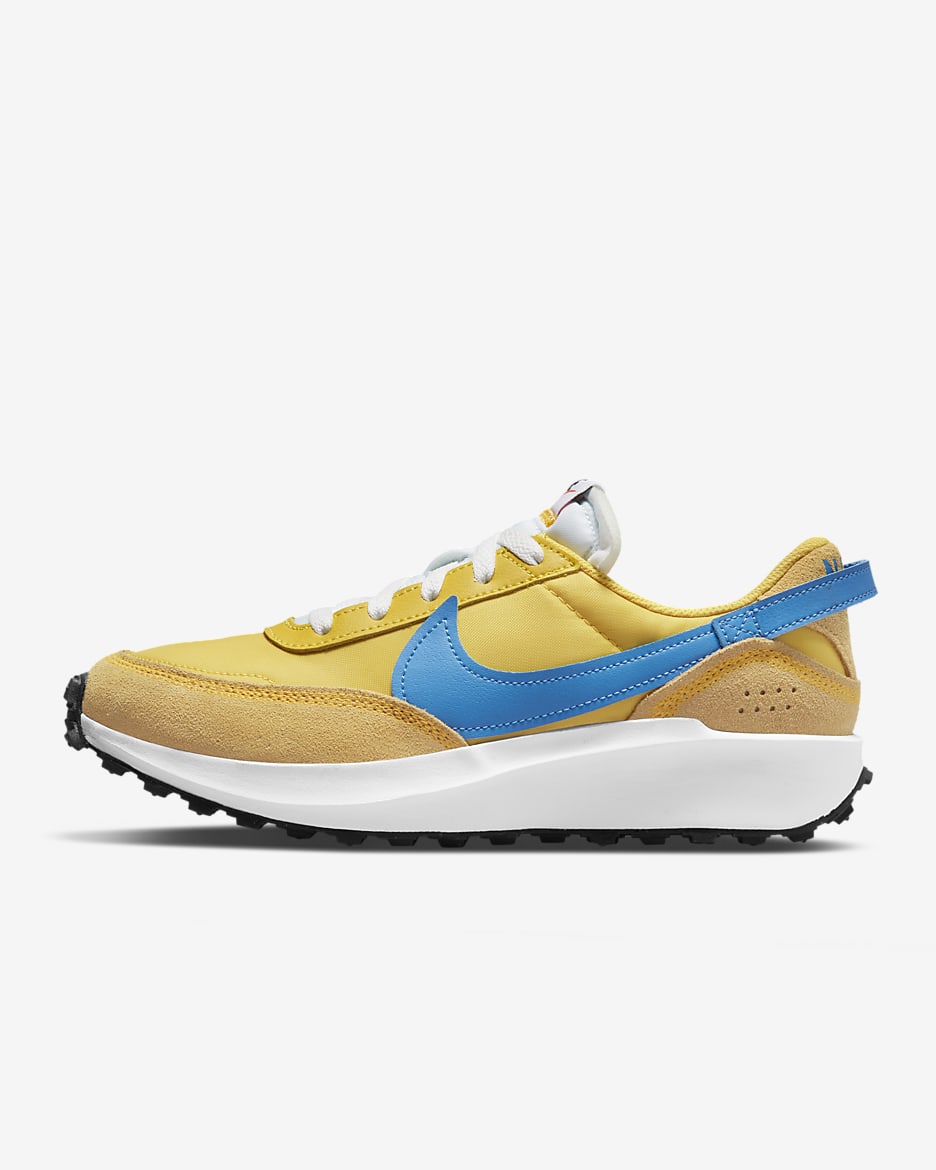 Tenis para mujer Nike Waffle Debut - Sulfuro vivo/Oro arena/Oro universitario/Azul foto claro