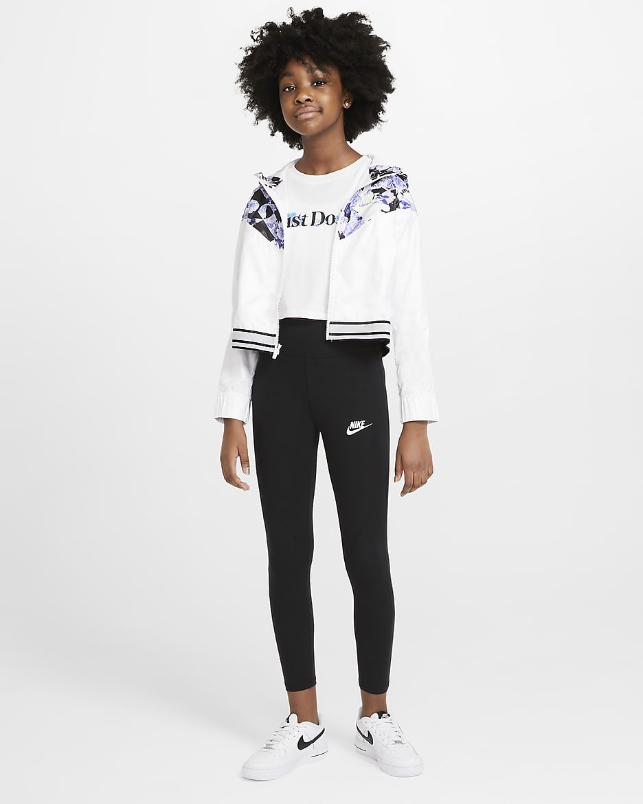 Nike Sportswear Favorites leggings med høyt liv til store barn (jente) - Svart/Hvit