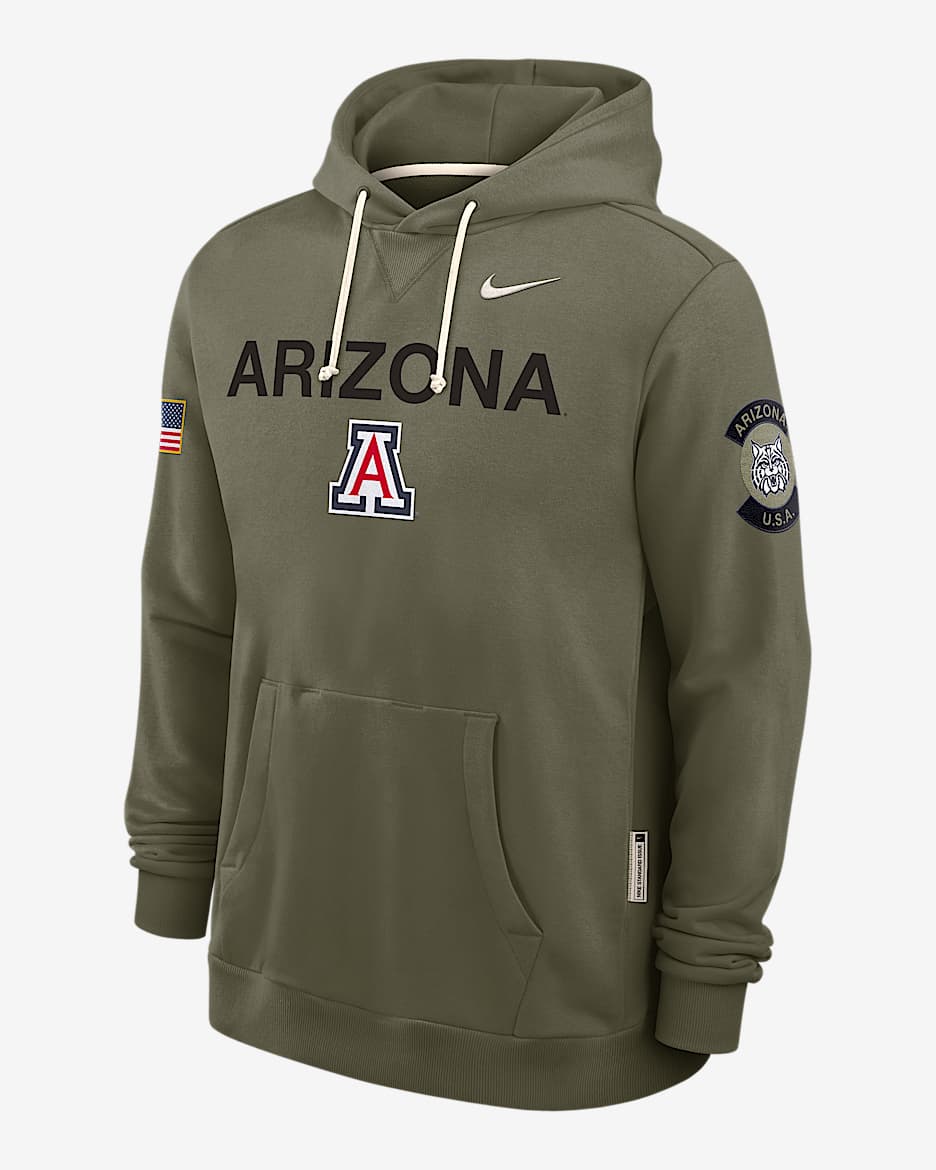 Arizona 2025 Military Appreciation Men's Nike Dri-FIT College Pullover Hoodie - Olive