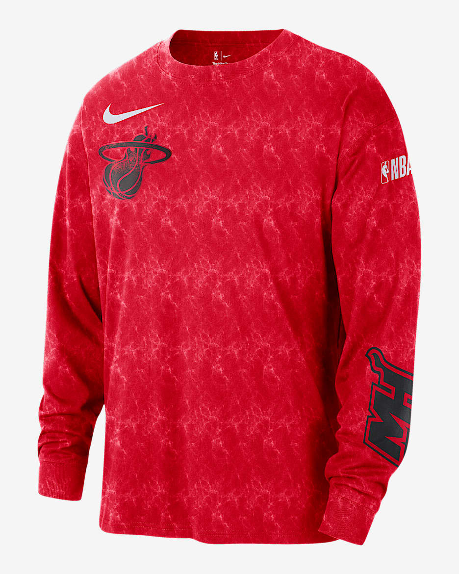Playera de manga larga Nike de la NBA Max90 para hombre Miami Heat Courtside City Edition - Rojo universitario