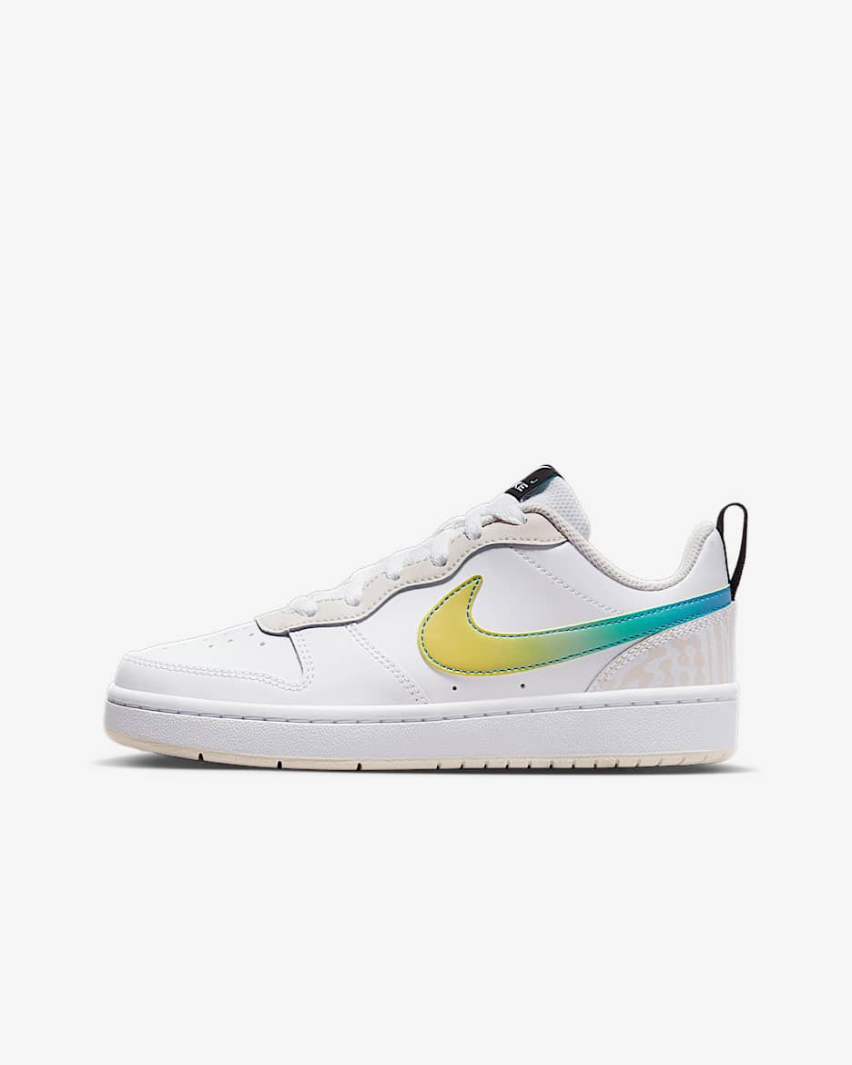 Nike Court Borough Low 2 SE Big Kids' (Boys') Shoes - White/White/Phantom/Multi-Color