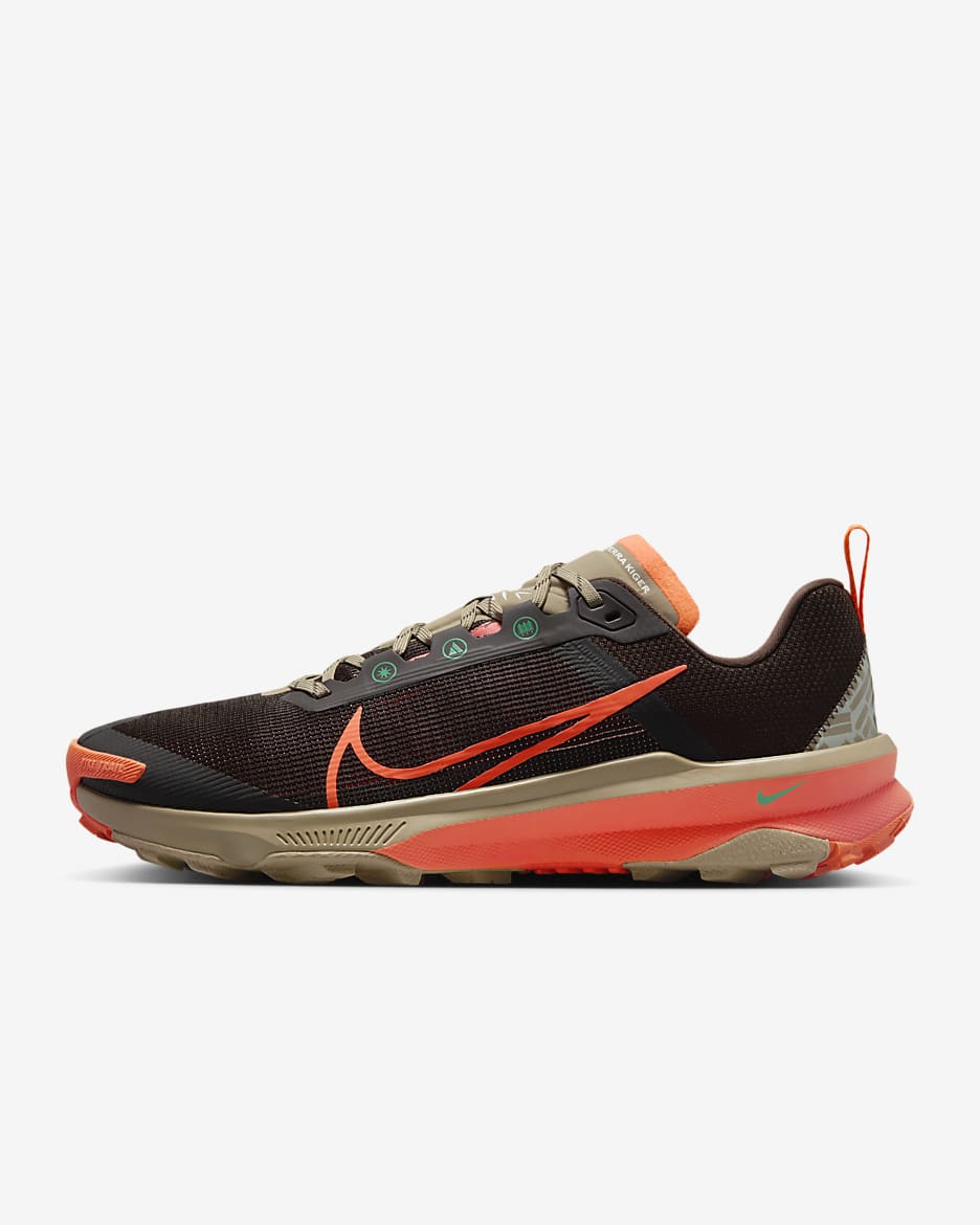 Nike Kiger 9 Men's Trail-Running Shoes - Velvet Brown/Khaki/Light Wild Mango/Hyper Crimson