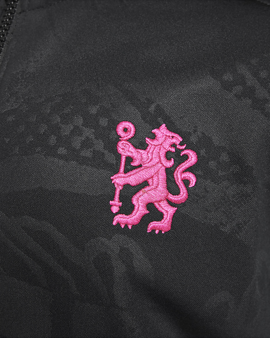 Chamarra de fútbol Nike Dri-FIT Anthem para niños talla grande Chelsea FC Academy Pro Third - Negro/Amarillo opti/Rosa óptimo