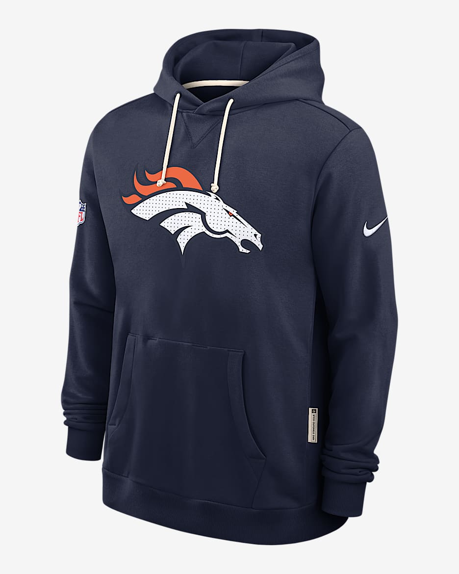 Sudadera con gorro sin cierre Nike Dri-FIT de la NFL para hombre Denver Broncos Initial Home Sideline - Azul marino