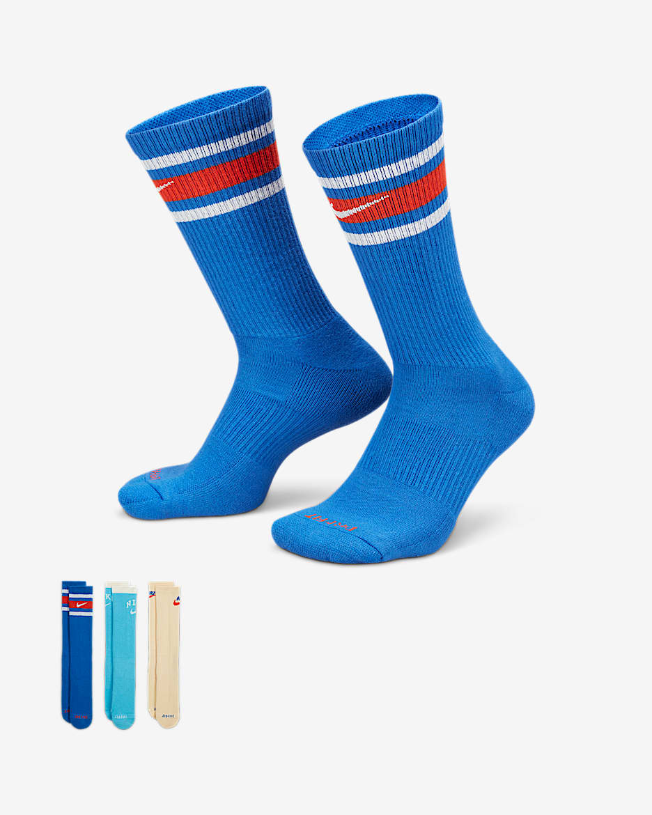 Nike Everyday Plus Cushioned Crew Socks (3 Pairs) - Multi-Color