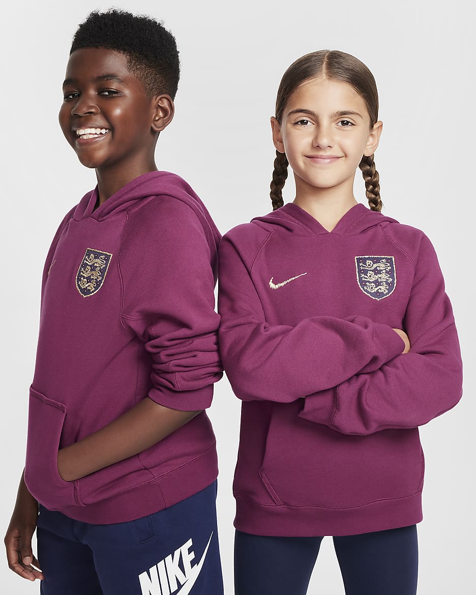 Hoodie pullover de futebol Nike Air Inglaterra Júnior - Rosewood/Rosewood/Sesame