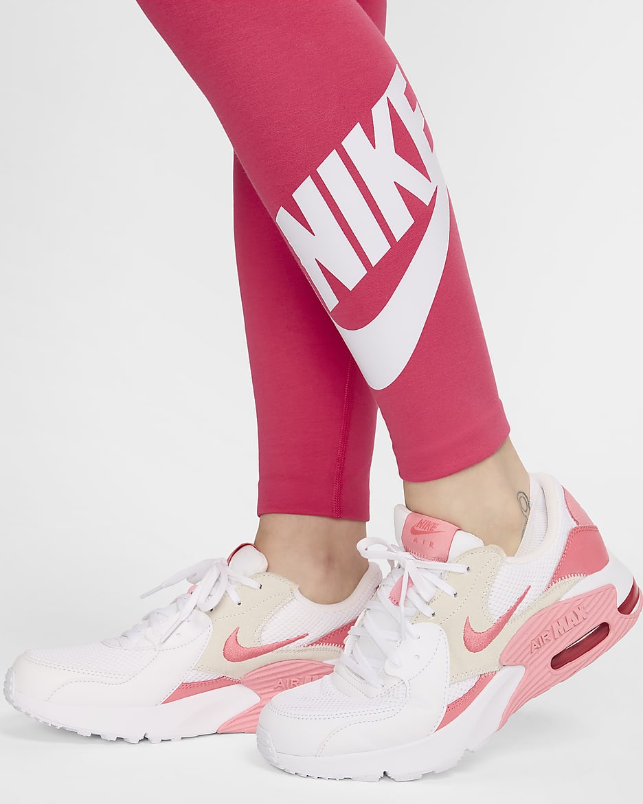 Leggings de cintura alta con gráficos para mujer Nike Sportswear Classics - Rosa margarita/Blanco