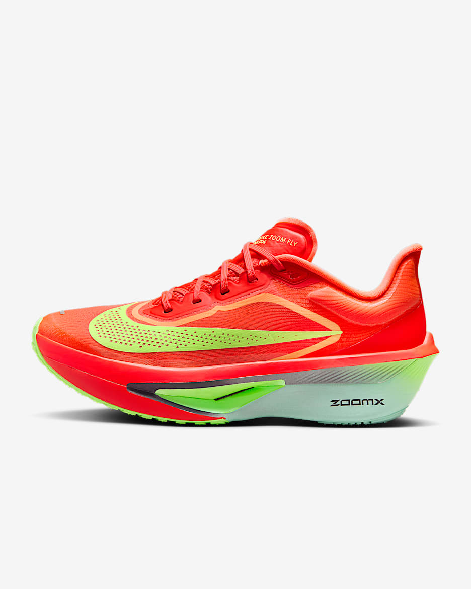 Nike Zoom Fly 6 Women's Road Racing Shoes - Bright Crimson/Lime Blast/Mint Foam/Cave Purple