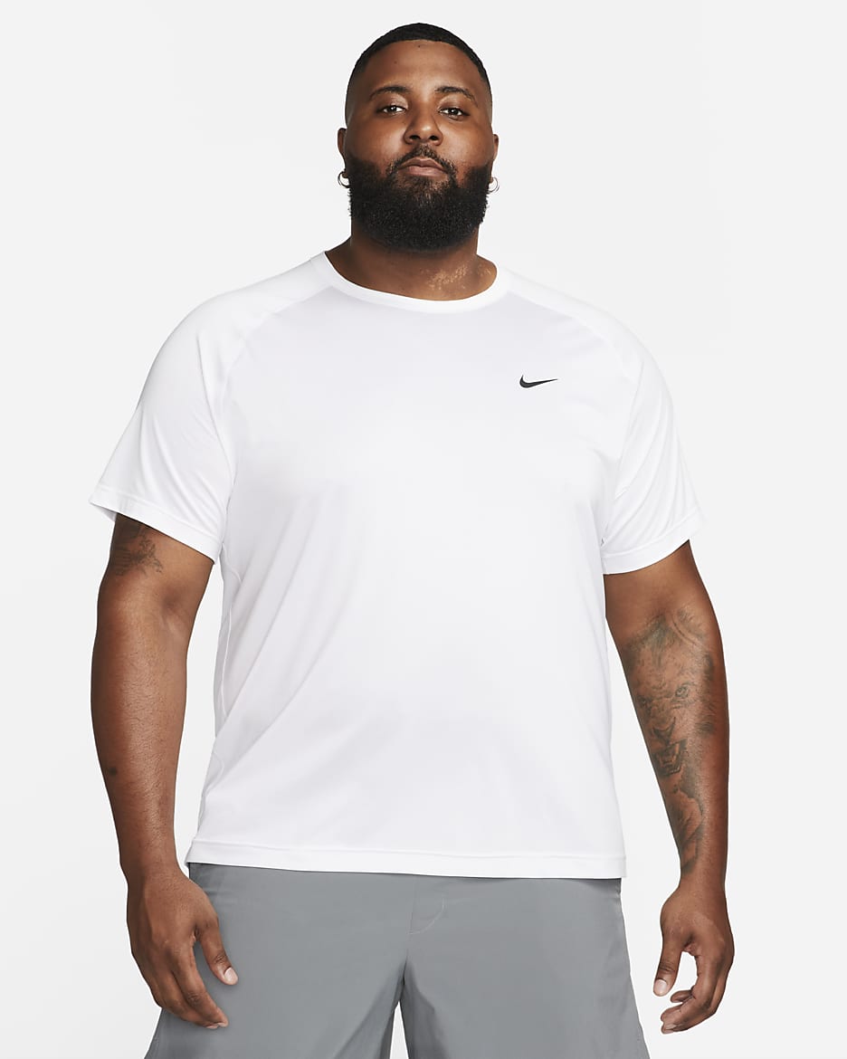 Nike Ready Nike Dri-FIT Kurzarm-Fitness-Oberteil für Herren - Weiß/Schwarz