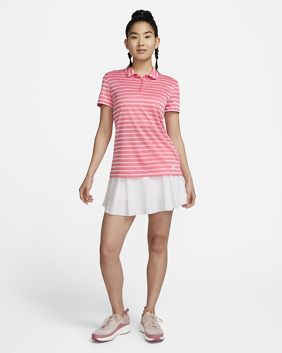 Nike Dri-FIT Victory Women's Striped Golf Polo - Sea Coral/White