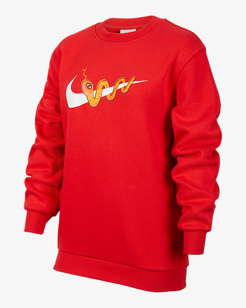 Nike Sportswear Club Older Kids' Fleece Crew-Neck Sweatshirt - University Red