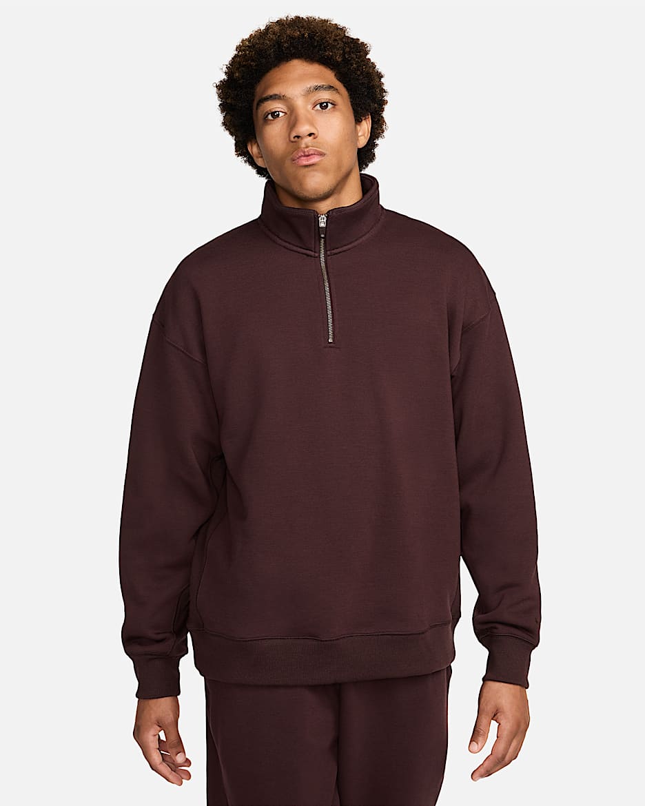 Sudadera con cierre de 1/4 Nike Wool Classics - Café basalto