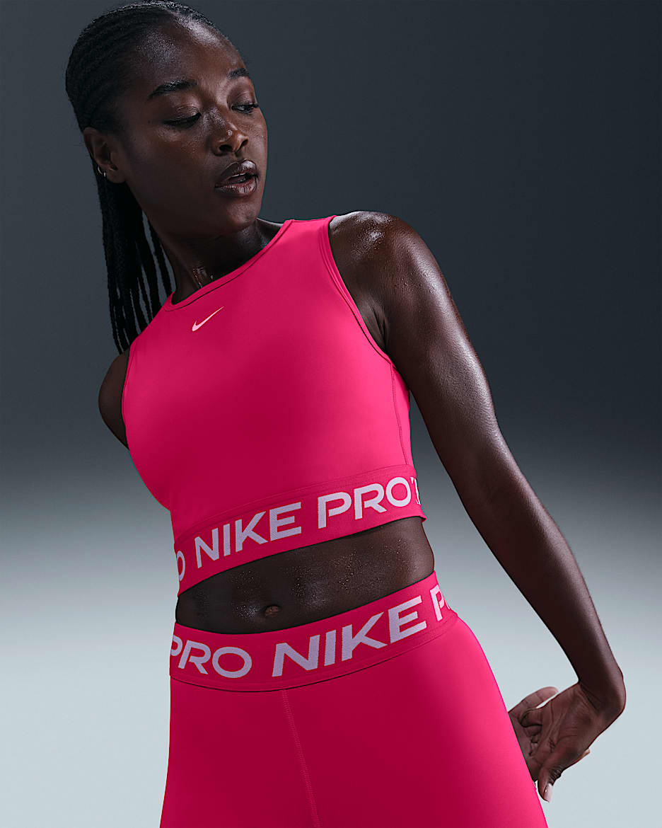 Nike Pro Women's Dri-FIT Cropped Tank Top - Rush Pink/White