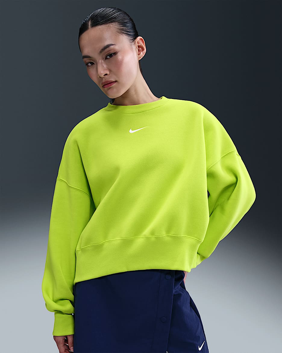 Sudadera de cuello redondo sin cierre extra oversized para mujer Nike Sportswear Phoenix Fleece - Cíber/Vela