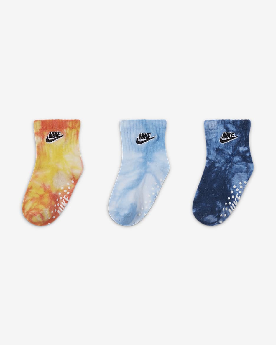 Nike Baby Tie-Dye Gripper Socks (3 Pairs) - Multi-Color