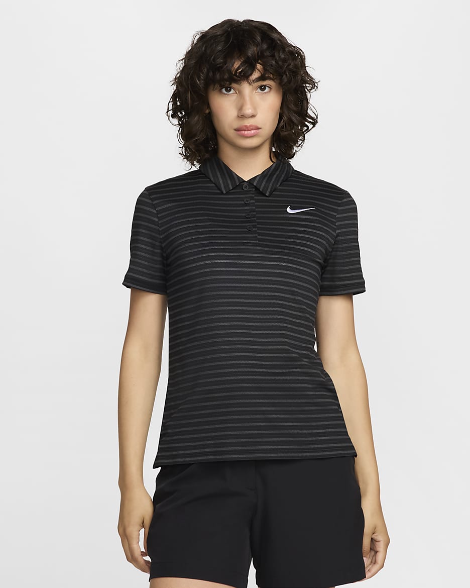 Nike Victory Women's Dri-FIT Short-Sleeve Striped Golf Polo - Black/Anthracite/White