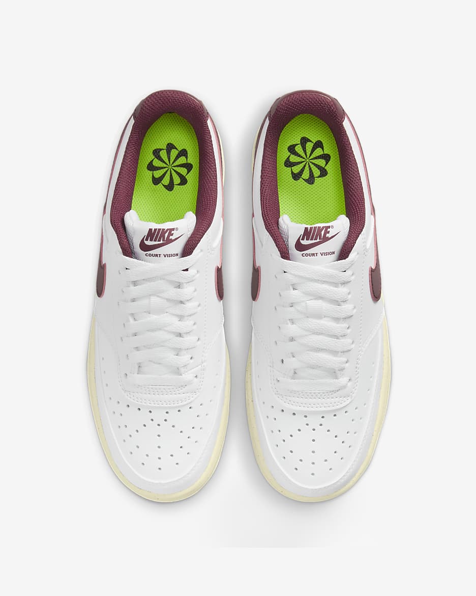 Nike Court Vision Low Next Nature damesko - Hvit/Muslin/Metallic Gold Star/Team Red