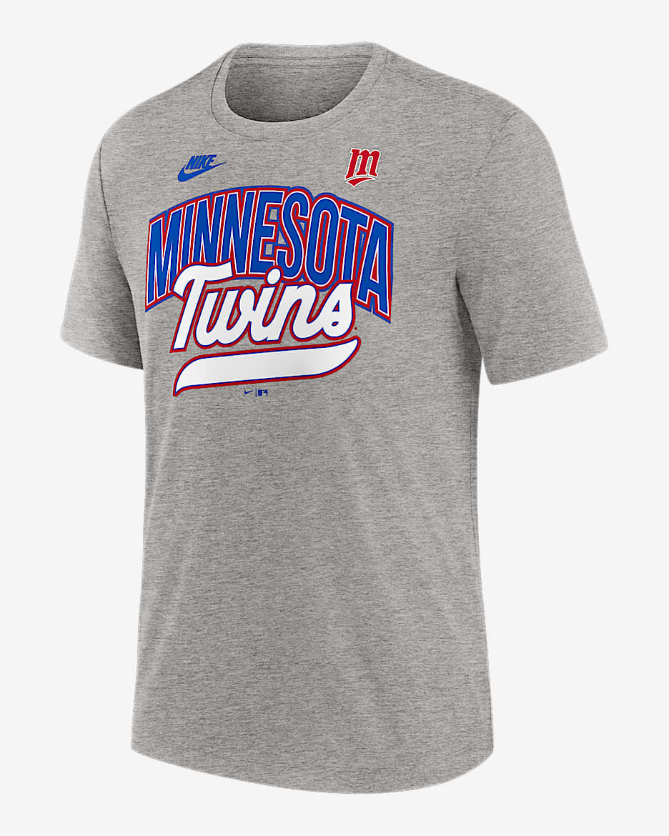 Playera Nike de la MLB para hombre Minnesota Twins Cooperstown Retro - Gris jaspeado