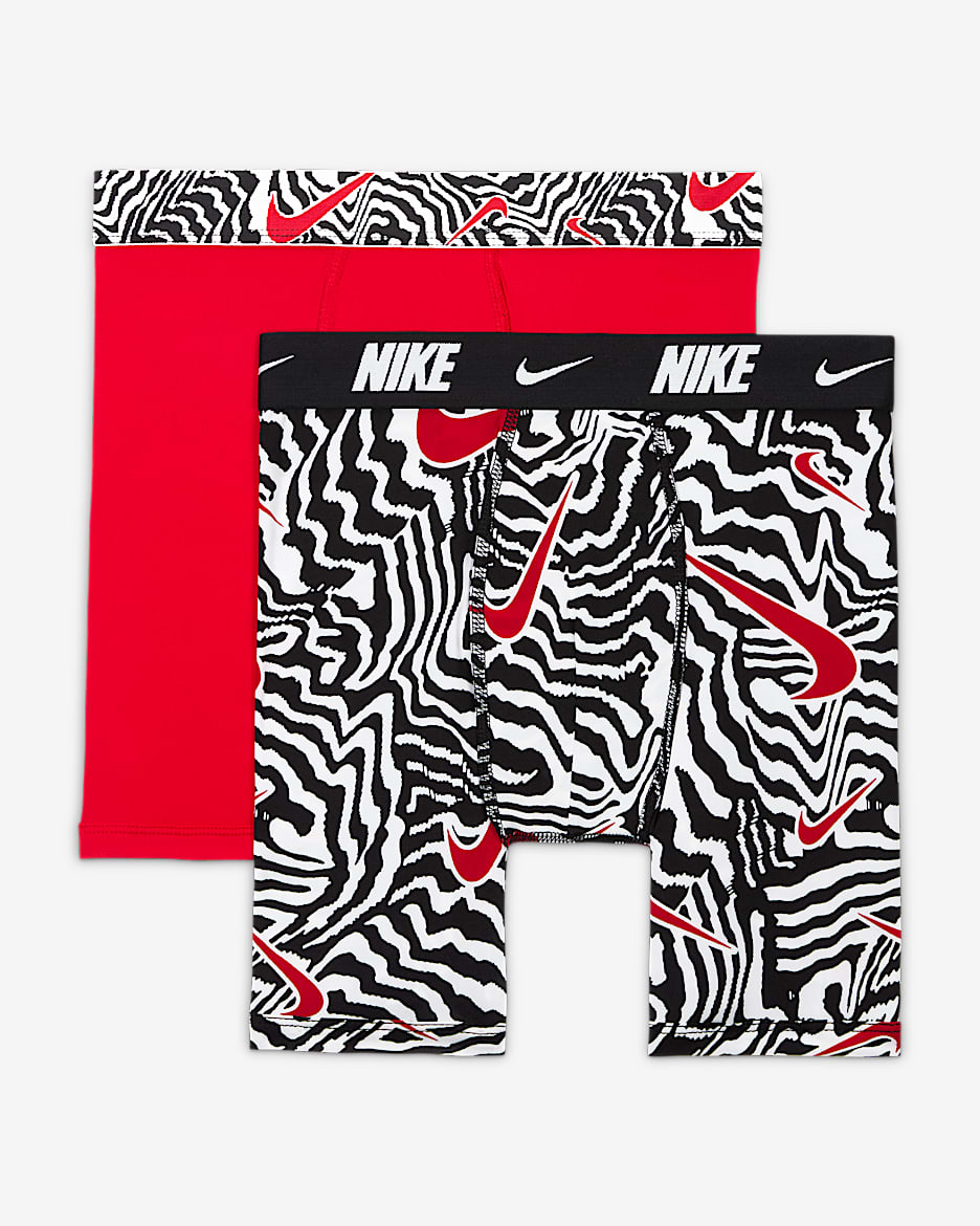 Nike Dri-FIT Big Kids' Printed Long Boxer Briefs (2-Pack) - University Red