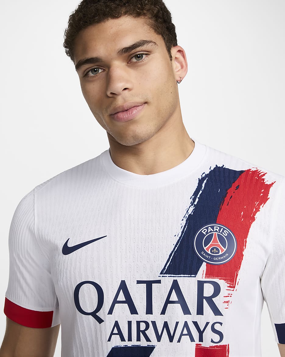 Paris Saint-Germain 2024/25 Match idegenbeli Nike Dri-FIT ADV eredeti férfi futballmez - Fehér/Midnight Navy/University Red/Midnight Navy