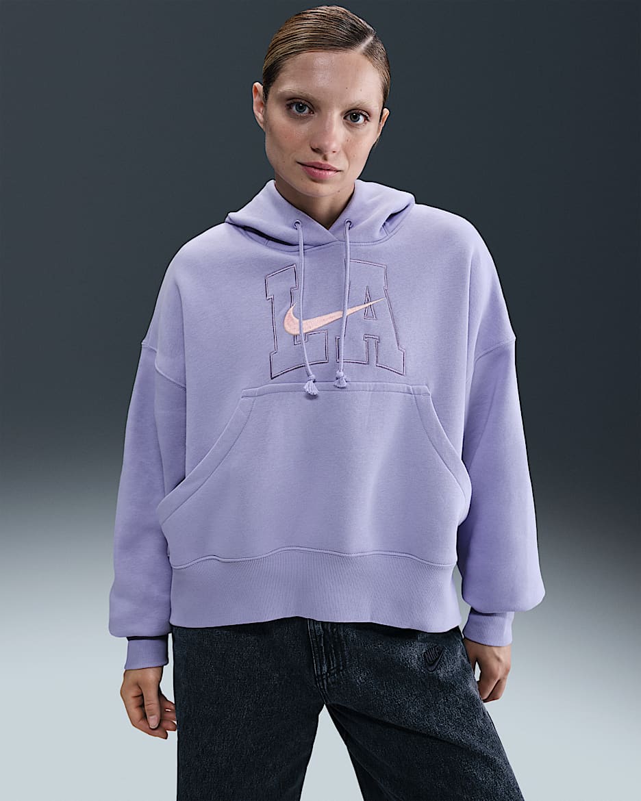 Sudadera con gorro oversized para mujer Nike Sportswear Phoenix Fleece - Hielo lila/Coral lavado/Amatista empolvado