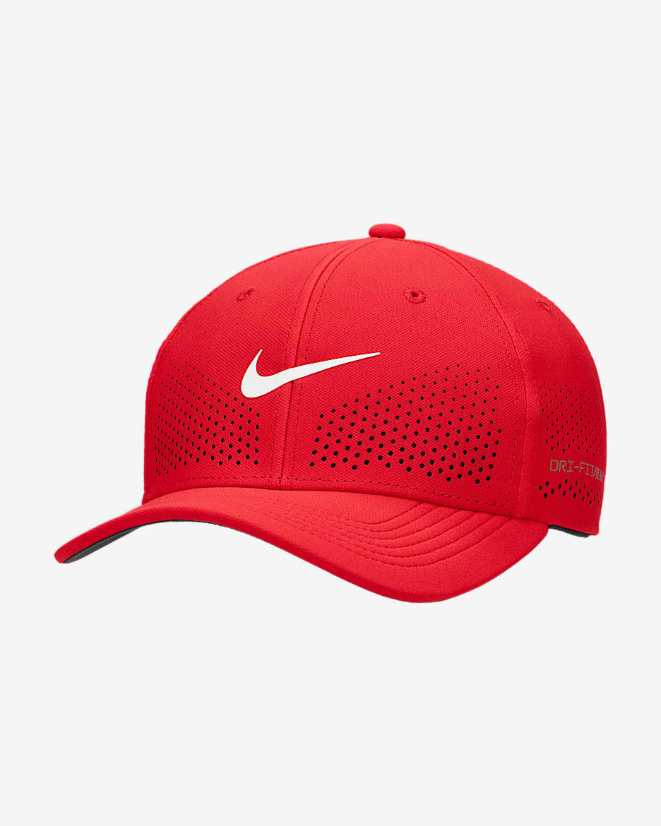 Nike Dri-FIT ADV Rise Structured SwooshFlex Cap - University Red/Anthracite/White