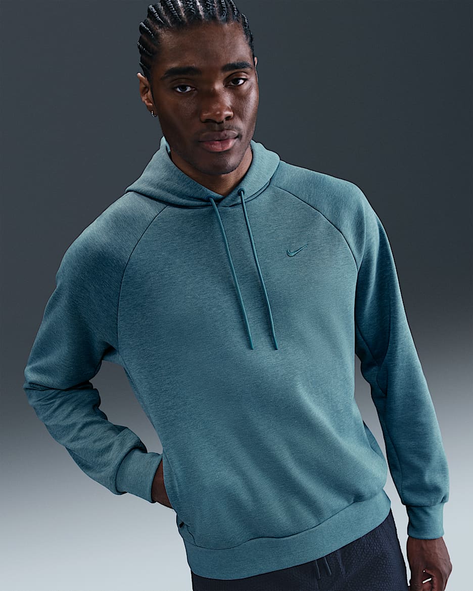Nike Primary Fleece Men's Dri-FIT UV Pullover Performance Hoodie - Smokey Blue/Heather/Smokey Blue