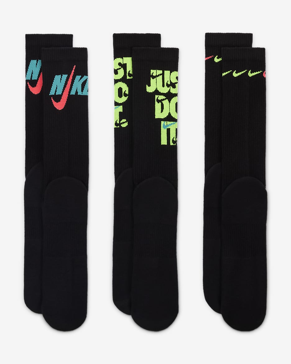 Nike Everyday Plus Cushioned Crew Socks (3 Pairs) - Multi-Colour