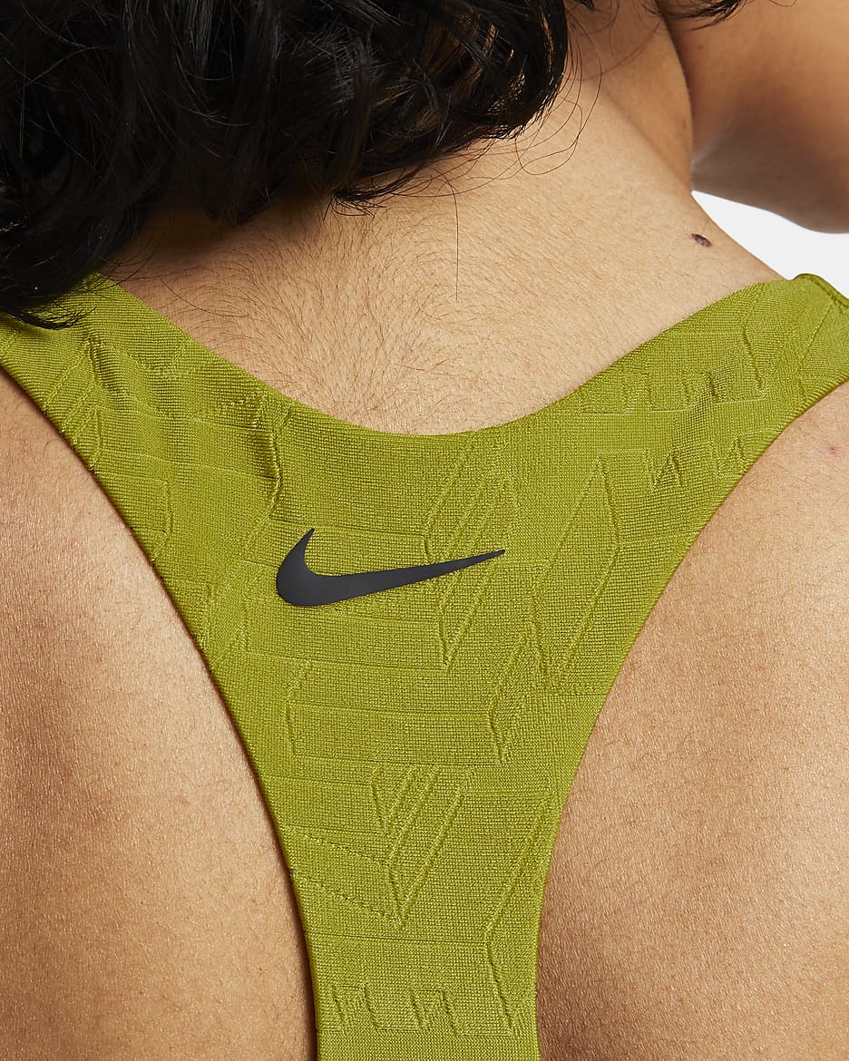 Nike Women's Cut-Out Bikini Swimming Top - Moss/Black